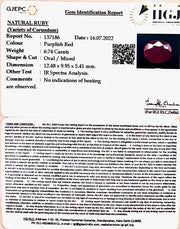 6.74/CT Natural Mozambique Ruby with Govt. Lab Certificate-(12210)